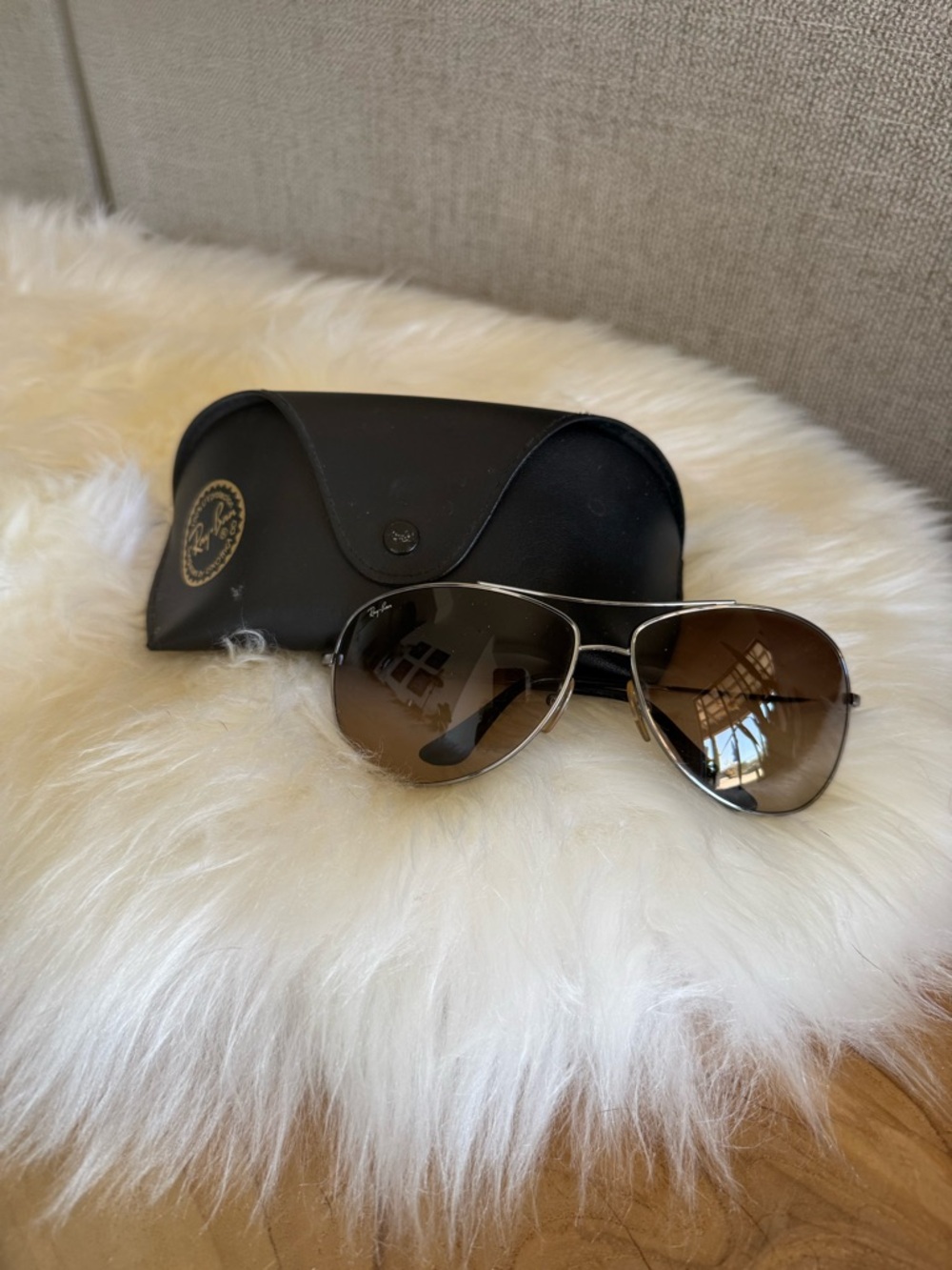 Ray-Ban Women’s Silver Frame Brown Gradient Aviator Sunglasses